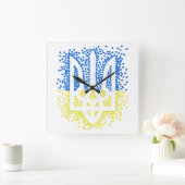 Oekraïense embleem drietand tryzub verstrooiing ha vierkante klok (Huis)