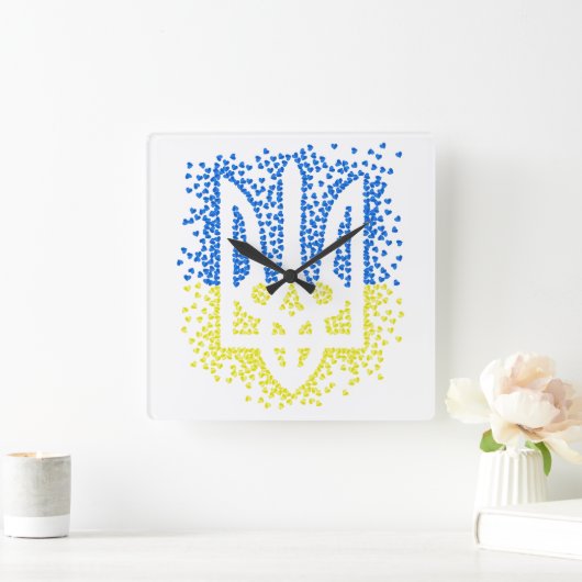 Oekraïense embleem drietand tryzub verstrooiing ha vierkante klok (Huis)