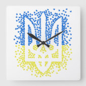 Oekraïense embleem drietand tryzub verstrooiing ha vierkante klok (Voorkant)