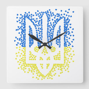 Oekraïense embleem drietand tryzub verstrooiing ha vierkante klok