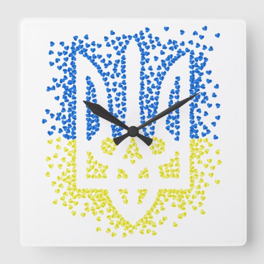 Oekraïense embleem drietand tryzub verstrooiing ha vierkante klok (Voorkant)