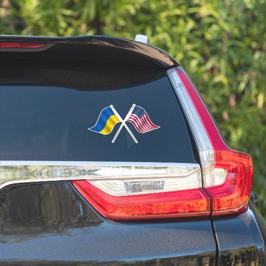 Oekraïense en Amerikaanse vlag Custom-Cut Vinyl St Sticker (Auto Zijkant)