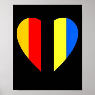 Oekraïense en Duitse vlag in het hart van Oekraïne Poster