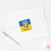 Oekraïense en Kiev - wapenschild, Oekraïense vlag Vierkante Sticker (Envelop)