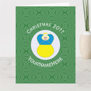 Oekraïense engel kerst vlag gepersonaliseerde teks kaart