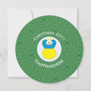 Oekraïense engel kerst vlag gepersonaliseerde teks kaart