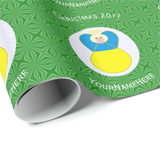 Oekraïense engel kerstvlag gepersonaliseerd cadeaupapier (Rol Hoek)