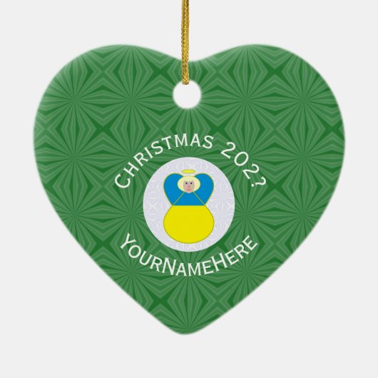 Oekraïense engel kerstvlag gepersonaliseerd keramisch ornament (Achterkant)