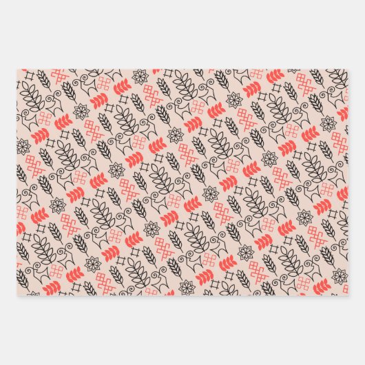 Oekraïense folk bloemen en dier patroon. Oekraïne Inpakpapier Vel (Voorkant 3)