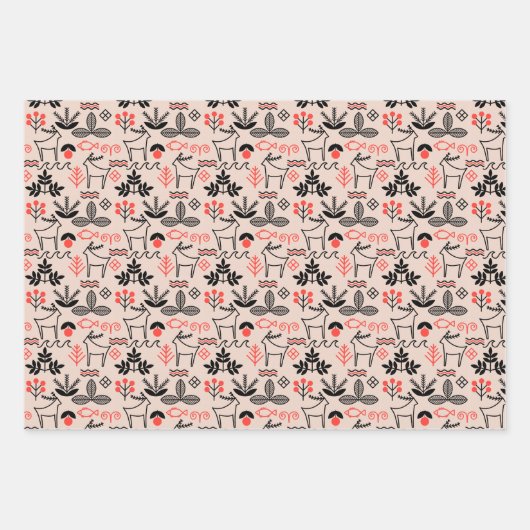 Oekraïense folk bloemen en dier patroon. Oekraïne Inpakpapier Vel (Voorkant)