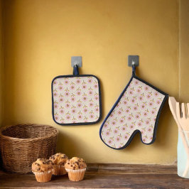 Oekraïense Folk Cross Stitch Bloemenpatroon Ovenwant & Pannenlap Set