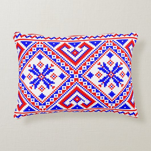 Oekraïense Folk Knoned Pattern Pillow Accent Kussen (Voorkant)