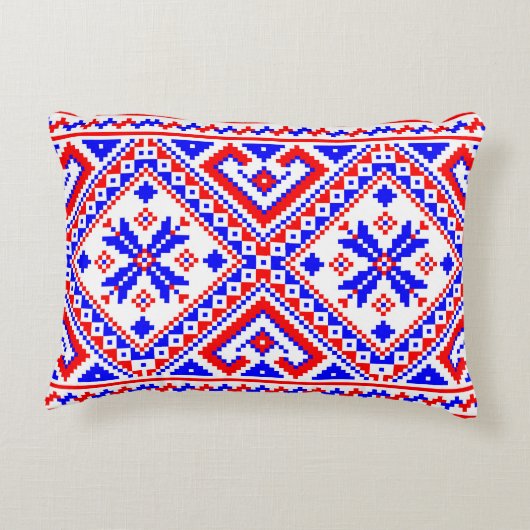 Oekraïense Folk Knoned Pattern Pillow Accent Kussen (Achterkant)