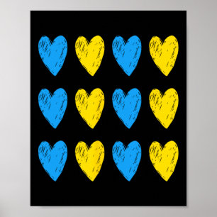 Oekraïense harten steun Oekraïne blauwe gele vlag Poster