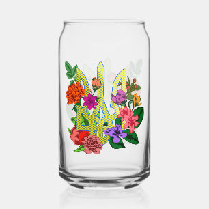 Oekraïense heraldiek drietand tryzub bloeiende blo blikvorm glas