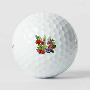 Oekraïense heraldiek drietand tryzub bloeiende blo golfballen