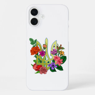 Oekraïense heraldiek drietand tryzub bloeiende blo iPhone 16 plus hoesje
