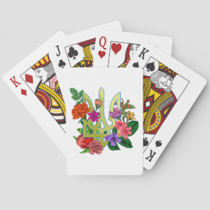Oekraïense Heraldiek drietand tryzub bloeiende blo Pokerkaarten