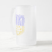 Oekraïense heraldiek drietand tryzub verstrooiing  matglas bierpul (Voorkant links)