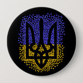 Oekraïense heraldiek drietand tryzub verstrooiing  ronde button 4,0 cm (Voorkant)