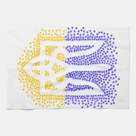 Oekraïense heraldiek drietand tryzub verstrooiing  theedoek (Horizontaal)