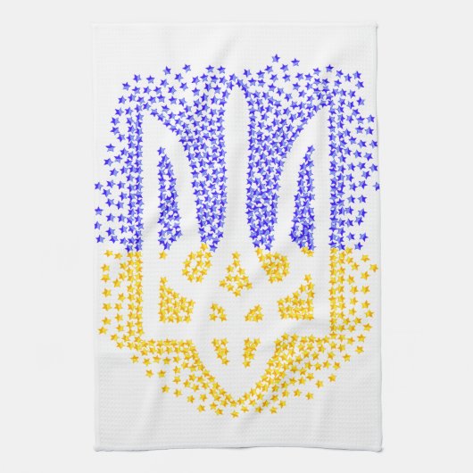 Oekraïense heraldiek drietand tryzub verstrooiing  theedoek (Verticaal)