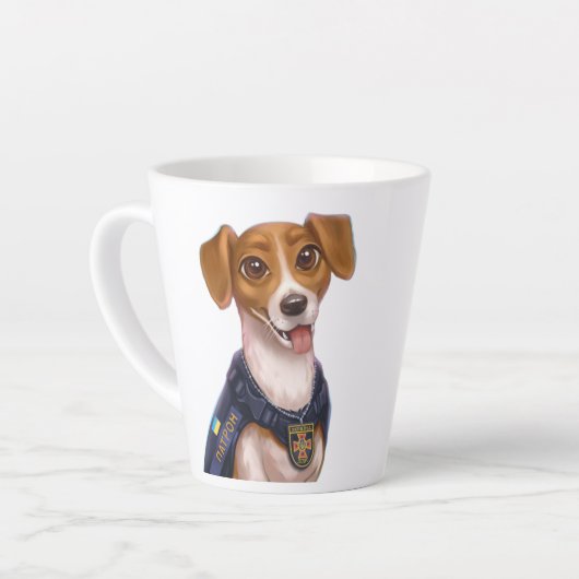 Oekraïense hond Patron T-Shirt Latte Mok (Linkerhoek)