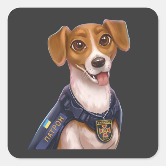 Oekraïense hond Patron T-Shirt Vierkante Sticker (Voorkant)