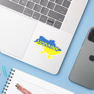 Oekraïense kaart in blauwe en gele kleuren. Oekraï Sticker