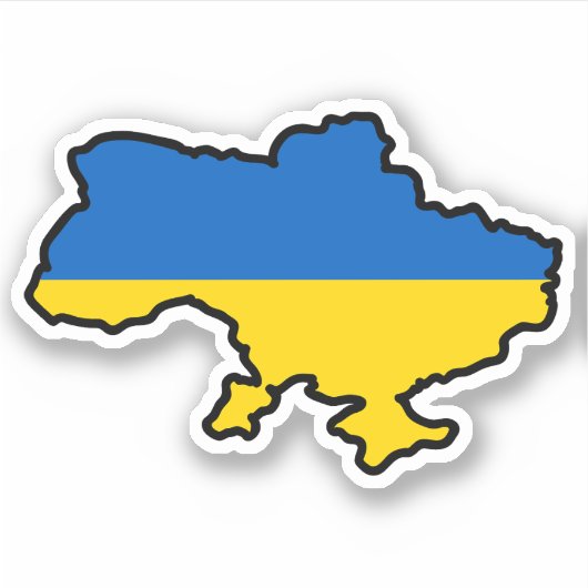 Oekraïense kaart in blauwe en gele kleuren sticker (Voorkant)