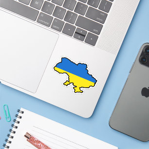 Oekraïense kaart in blauwe en gele kleuren sticker