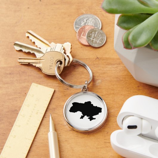 Oekraïense kaart in het zwart. Oekraïne Sleutelhanger (Bureau)