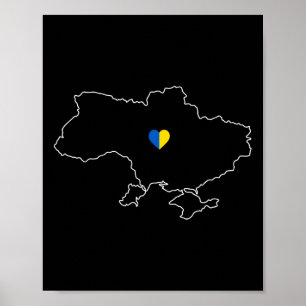 Oekraïense kaart met hart in geel blauw Oekraïense Poster