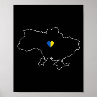 Oekraïense kaart met hart in geel blauw Oekraïense Poster