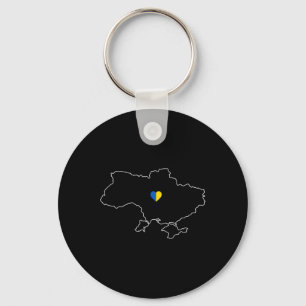 Oekraïense kaart met hart in geel blauw Oekraïense Sleutelhanger