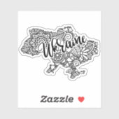Oekraïense kaart met mandala patroon sticker (Vel)