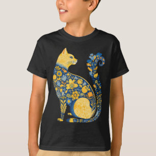Oekraïense Kat Schattig Bloemig Vintage Oekraïne V T-shirt