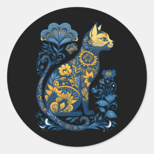 Oekraïense kattenbloem  Oekraïense vlag en Vysh Ronde Sticker