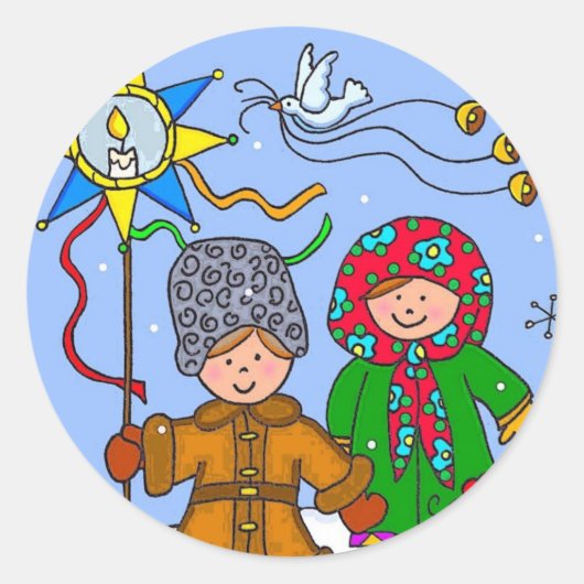 Oekraïense kerst Carollers Ronde Sticker (Voorkant)