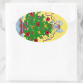 Oekraïense kerstboom ovale sticker (Tas)