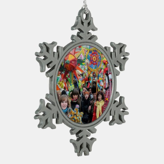 Oekraïense kerstCarolers Lviv Tin Sneeuwvlok Ornament (Links)