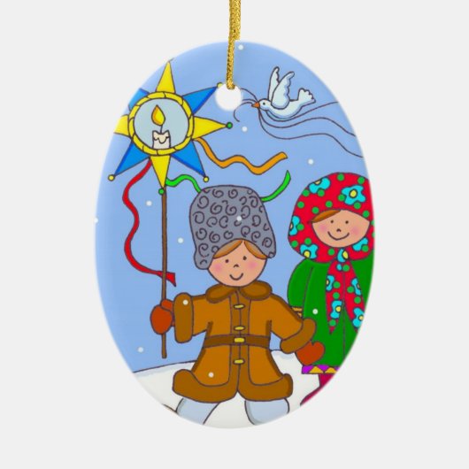 Oekraïense kerstCarollers Keramisch Ornament (Voorkant)