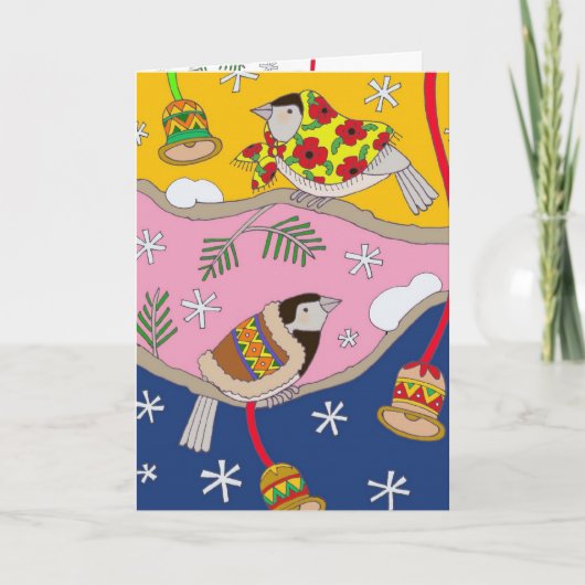 Oekraïense Kerstmis Chickadees door Vera Trembach Feestdagen Kaart (Voorkant)