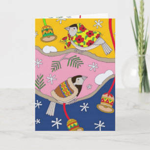 Oekraïense Kerstmis Chickadees door Vera Trembach Feestdagen Kaart