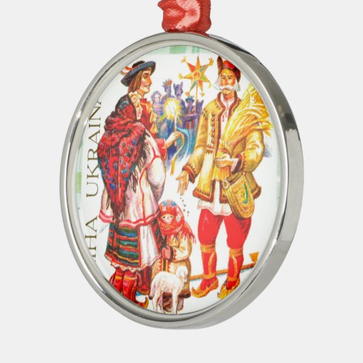 Oekraïense kerstster & Didukh Metalen Ornament (Links)