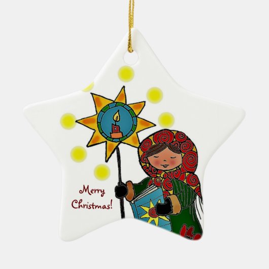 Oekraïense kerstster keramisch ornament (Voorkant)