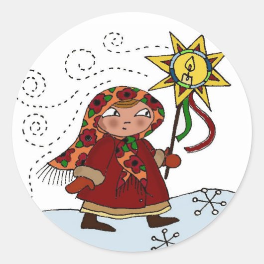 Oekraïense Kerstster Ronde Sticker (Voorkant)