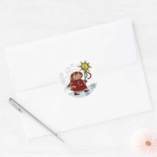 Oekraïense Kerstster Ronde Sticker (Envelop)