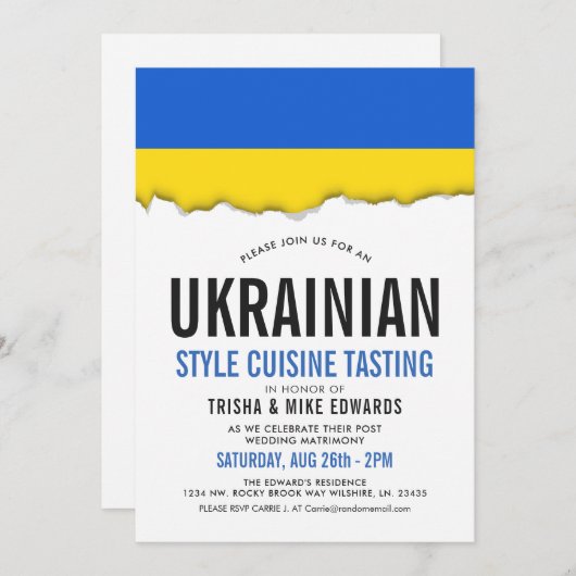 Oekraïense keuken | Vlaggenuitnodiging Kaart (Voorkant / Achterkant)