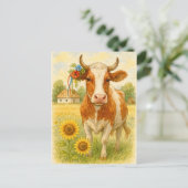 Oekraïense Koe Zonnebloemen Briefkaart Postcrossin (Staand voorkant)